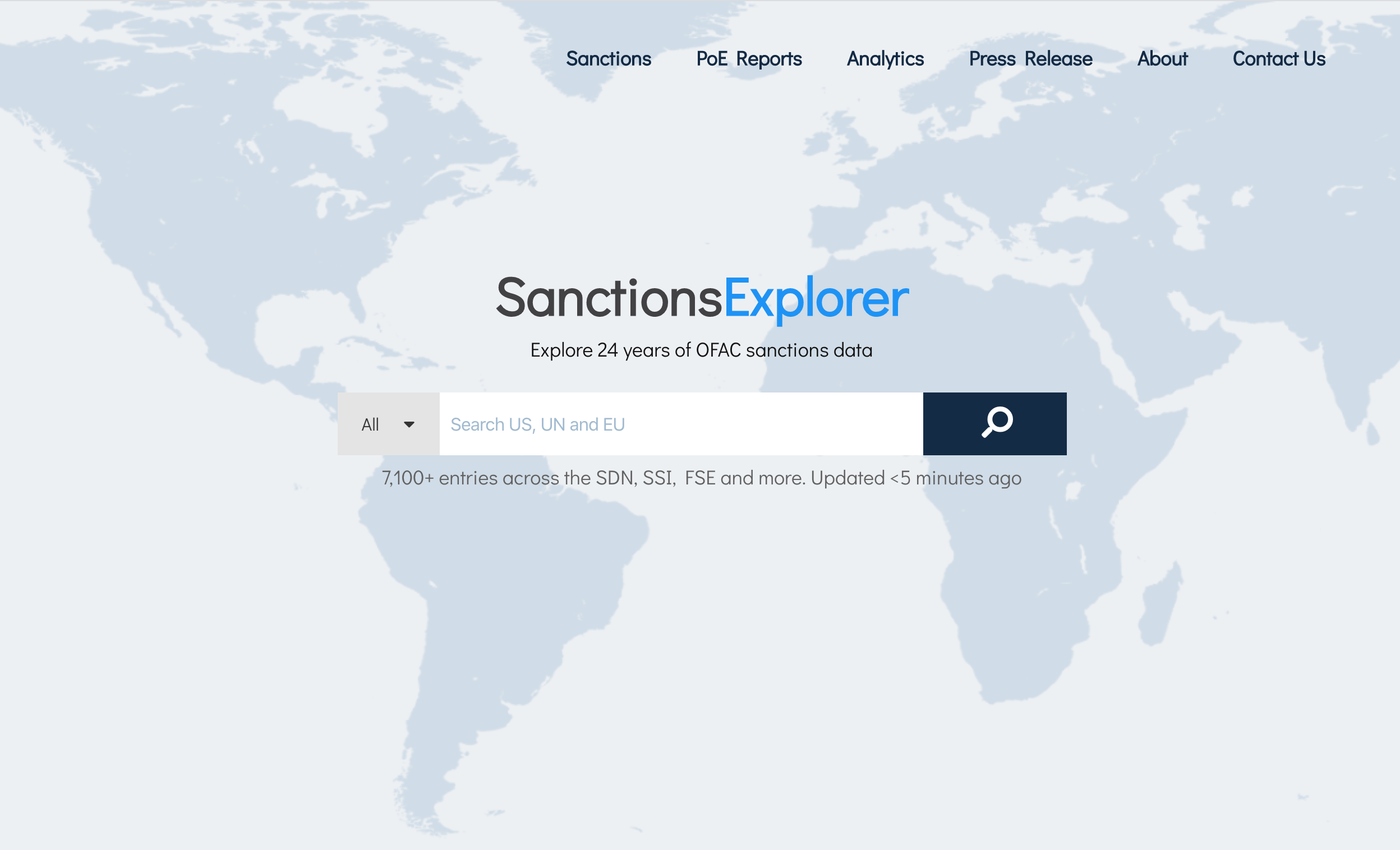 SanctionsExplorer Homepage